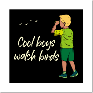 Cool boys watch birds - bird watching Posters and Art